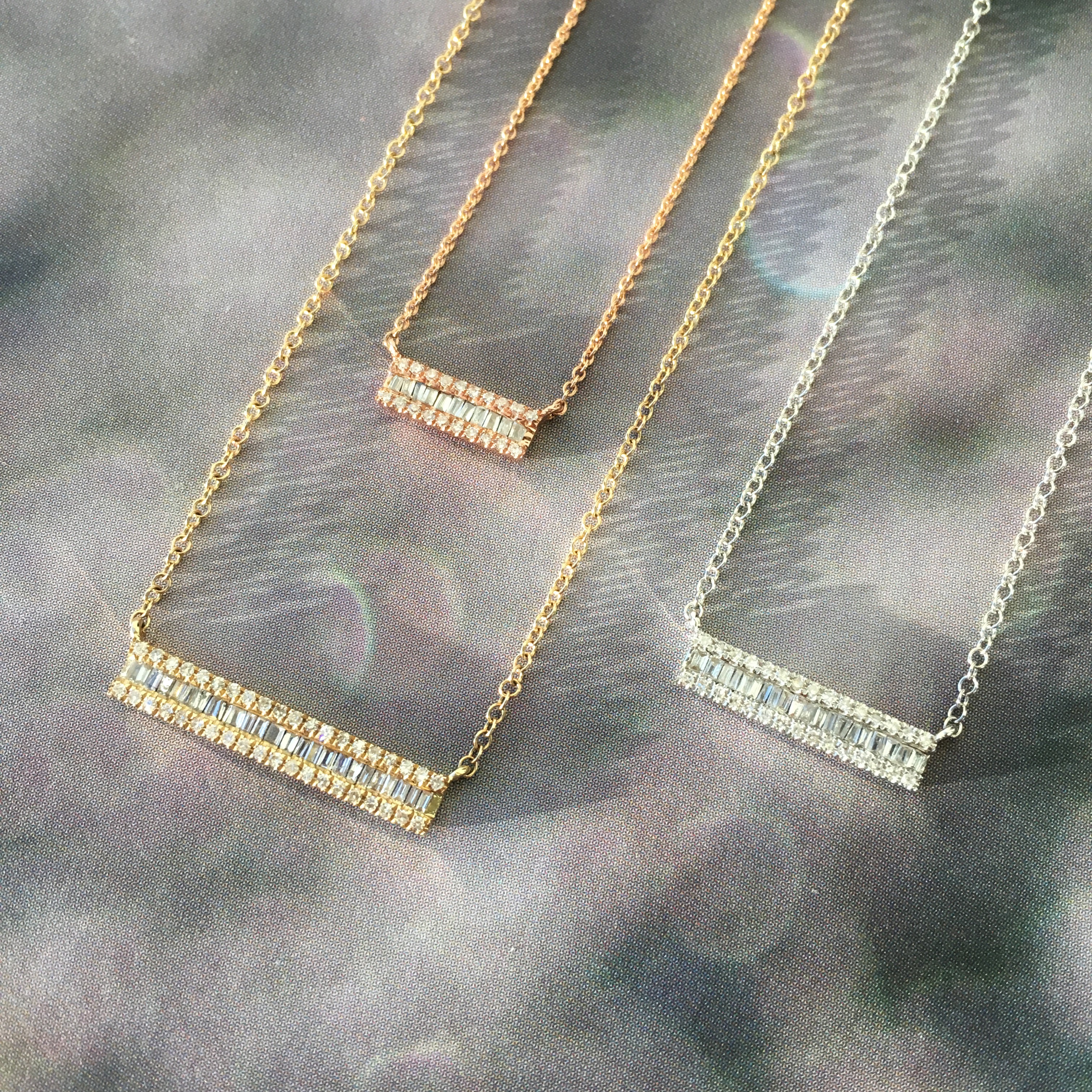 Heirloom Baguette Diamond Short Bar Necklace