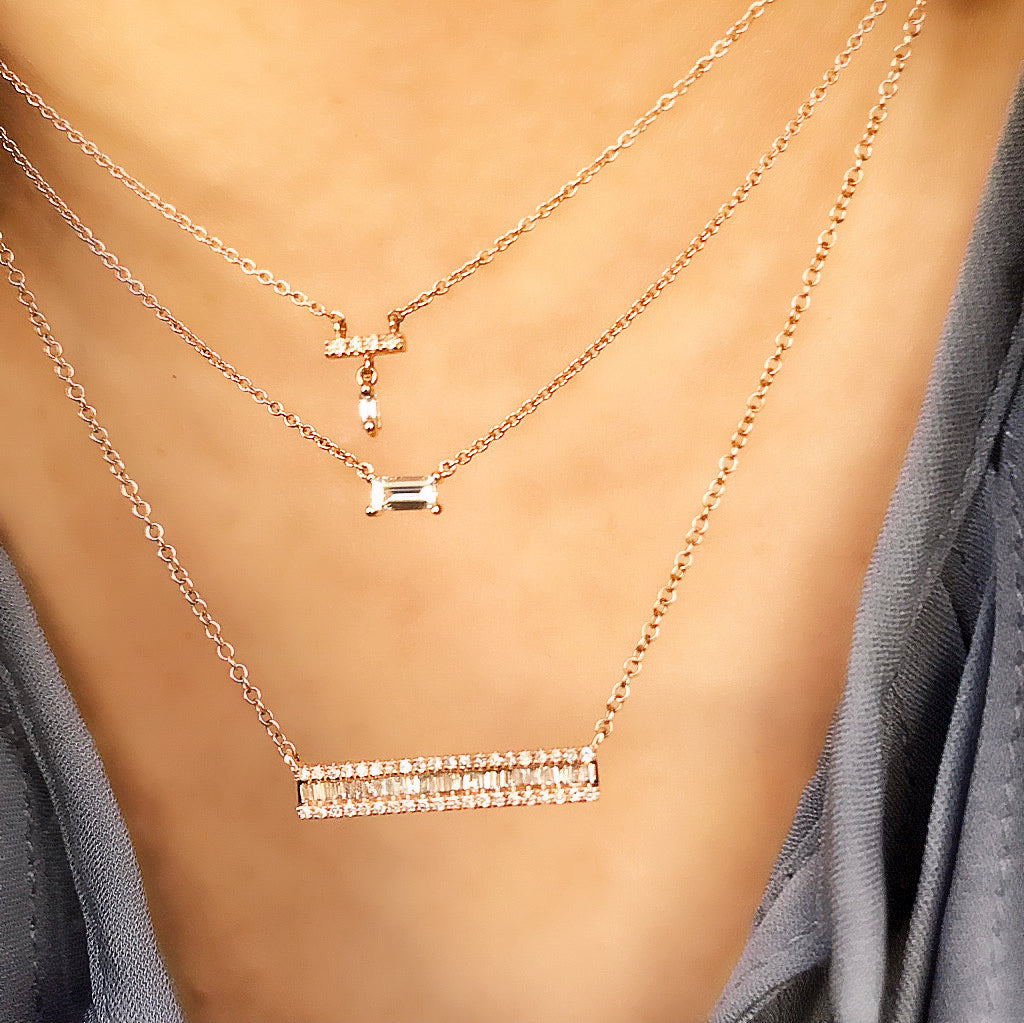 Heirloom Baguette Diamond Bar Necklace