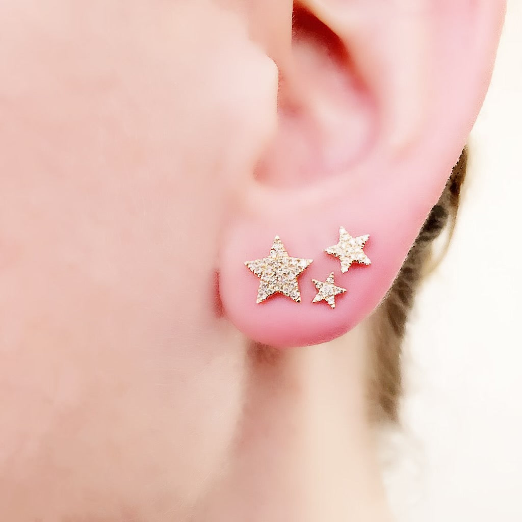 Large Star Pave Post Earrings