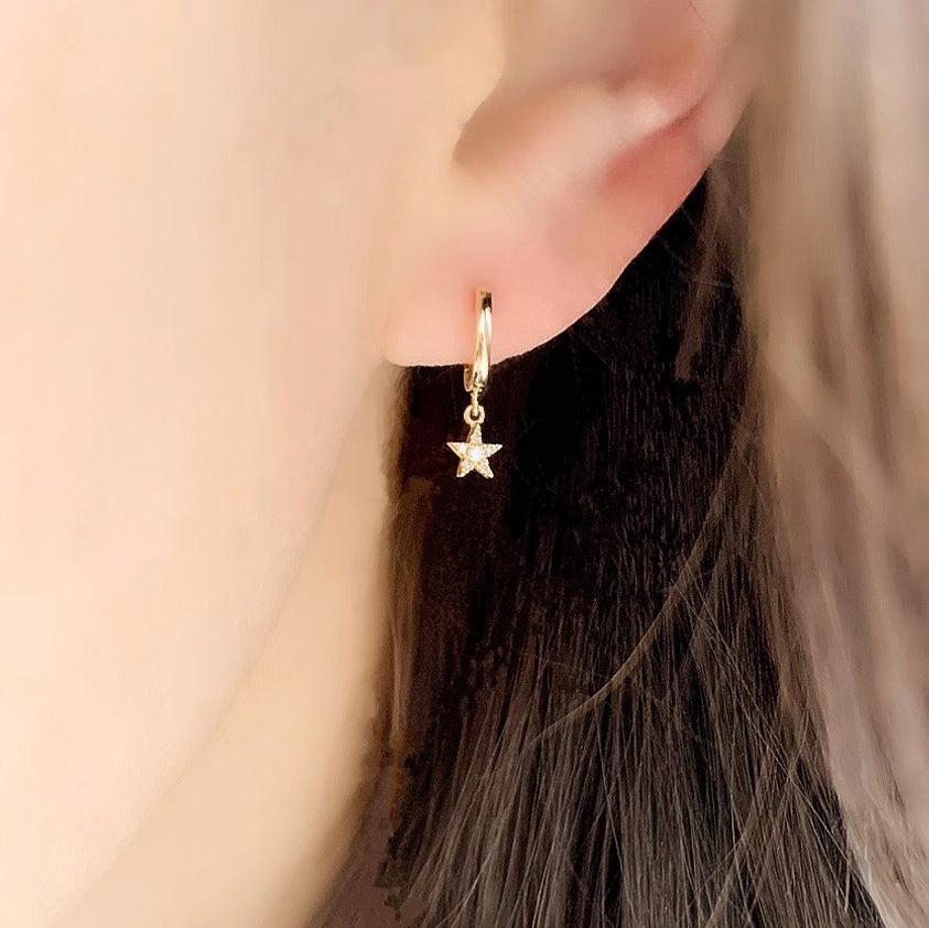 Petite Star Diamond Huggies | Celestial Gold Hoops | Liven Co – Liven ...