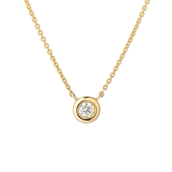 Single Bezel Set Diamond Necklace | Solitaire Necklace | Liven Jewelry ...