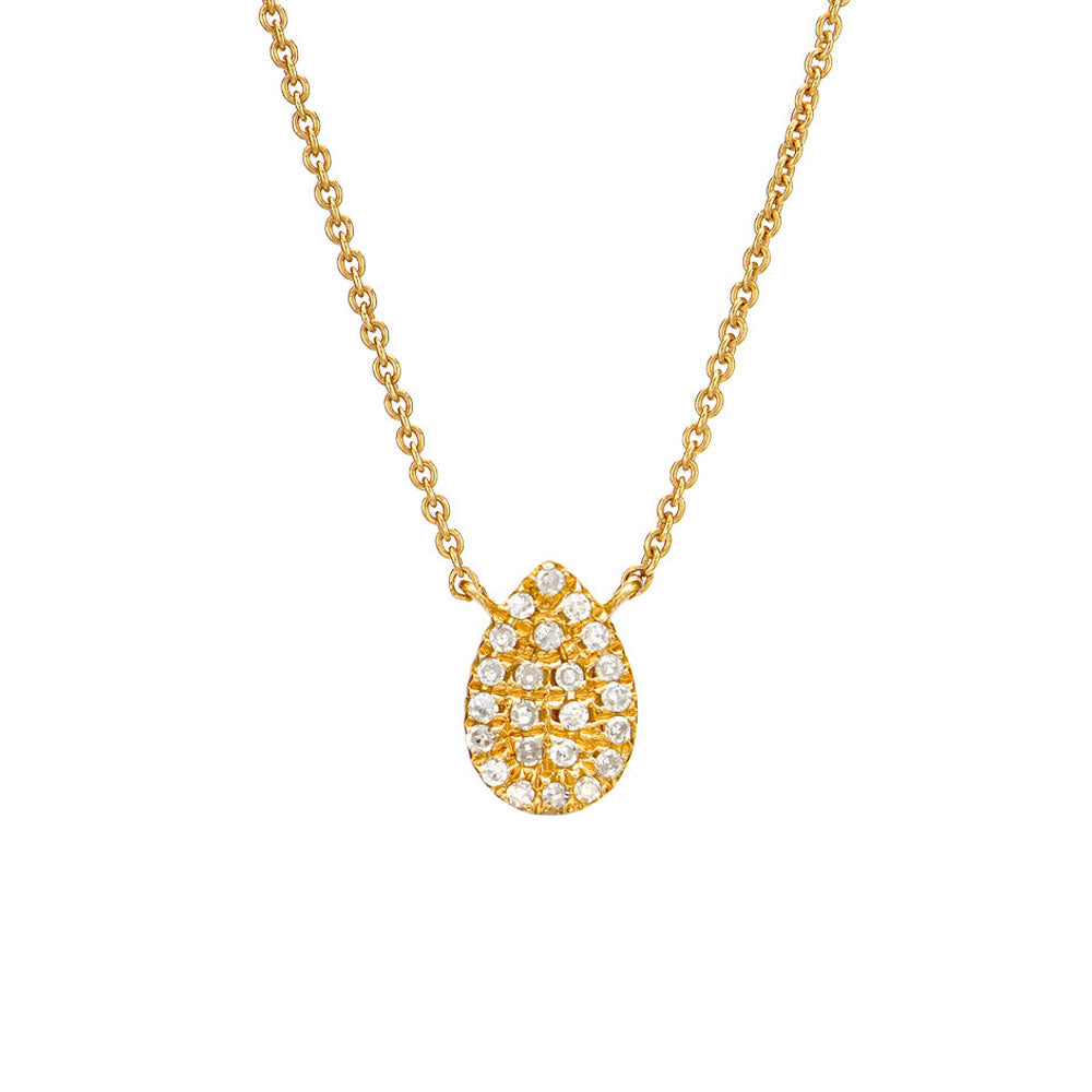 Pear Shape Pave Necklace | Teardrop Micropave Diamond Necklace | Liven ...