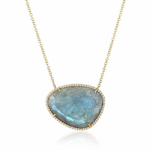 Organic Shape Labradorite & Diamond Necklace | Liven Colored Stones ...