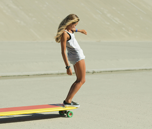 Land-surfing skateboarding to help surfers