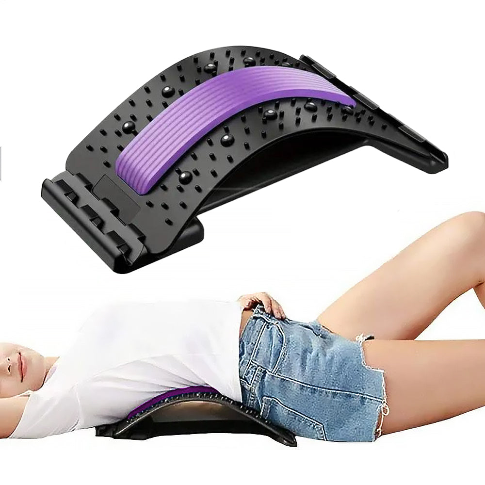 Four-Level Back Support Stretcher Back Massager Lumbar Back Support Stretcher Purple