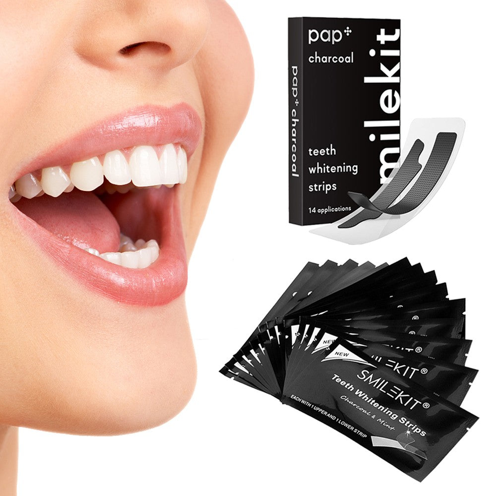 Set of 14 Pairs Teeth Whitening Strips PAP+Charcoal Dental Oral Hygiene Care Strip