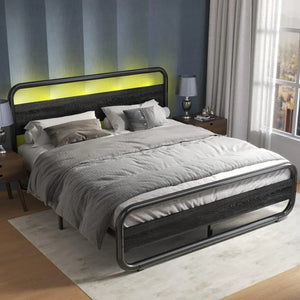 Luminous Metal King Bed Frame - Decorstly - King Metal Bed Frame