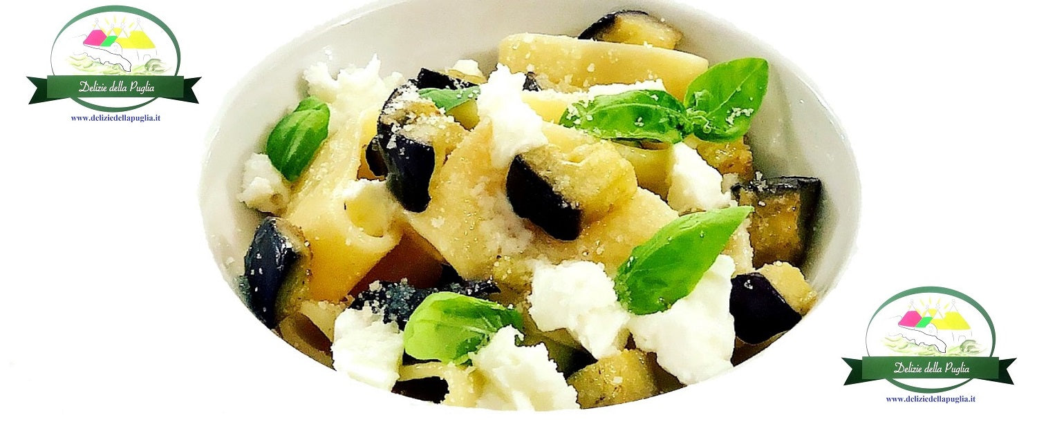 Ricetta di Paccheri al basilico con melanzana, Bufala e Taralli Cioppini al latte di bufala Pugliesi vere Delizie della Puglia