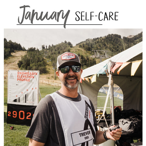 January goals for self care.  Image of participant of 29029 Everesting Climb