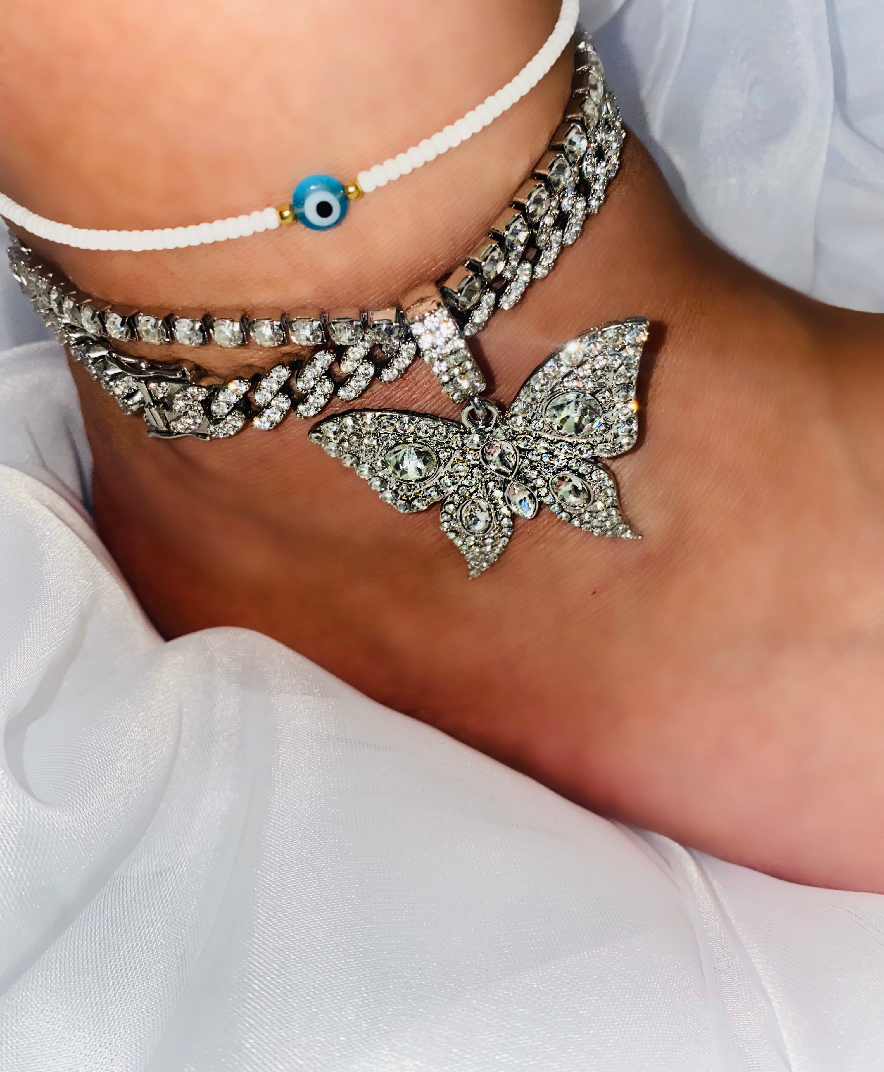 butterfly charm anklet