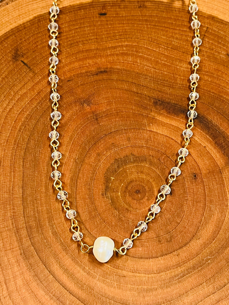 illume pearl chain necklace in gold