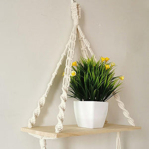 Macrame Hangers w/ Wood Shelf