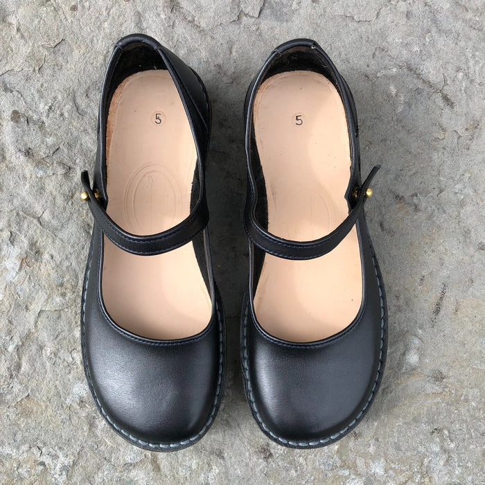 Handmade Mary Jane Style Leather Shoes - Black – Craft Shop Bantry