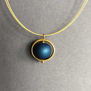 Gold and Cobalt Blue Ball Necklace - Craft Shop Bantry