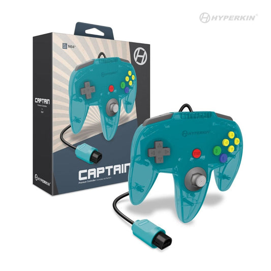 N64専用 キャプテン・プレミアム・コントローラ・ターコイズ / "Captain" Premium Controller For N64® Turquoise HYPERKIN