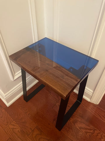 Walnut Wood Epoxy Resin Table with Murky Bright Blue Epoxy – Epoxy & Wood  Limited