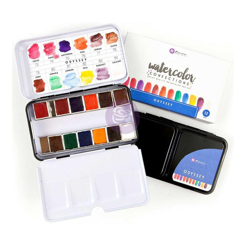 Prima Metallic Accents Semi-Watercolor Paint Set-12 Cakes & Brush