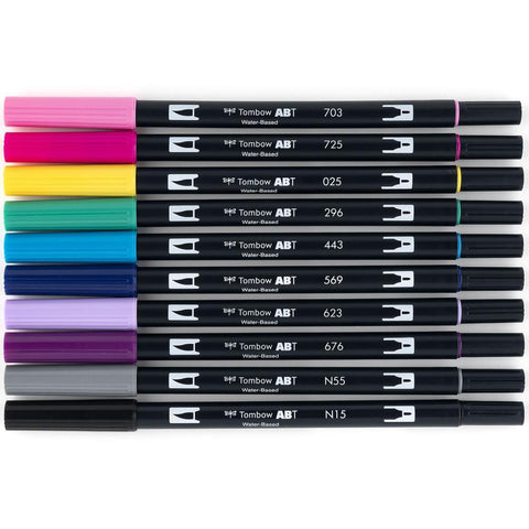 Tombow Dual Brush Pens - Seventies Colors, Set of 10