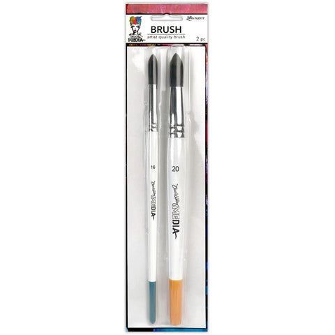 Dina Wakley Media Brushes 4/Pkg - Round 3, Fine Point 6, Flat .75 inch & 1 inch