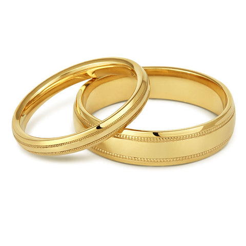 Beaded Edge milgrain pair Fairtrade wedding rings_large