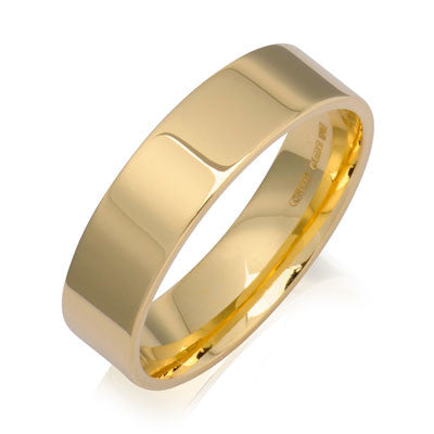 Flat Court Wedding Ring - Yellow or White Gold (18ct) or Platinum ...