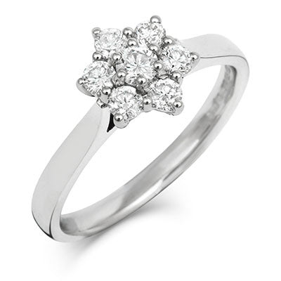 Brilliant Cut 7 Diamond Cluster Engagement Ring | Cred Jewellery