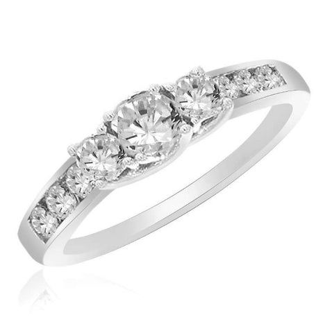 9ct White Gold Diamond 3 Graduated Round Diamonds set Ring at Bramleys of Carlow