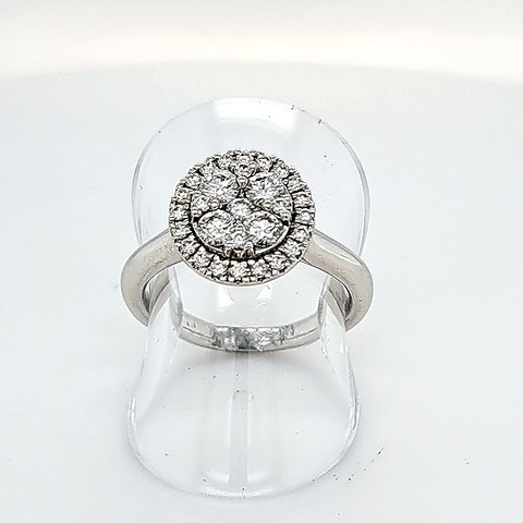 18ct White Gold Ring set with 29 Round Diamonds in a Halo setting at Bramleys of Carlow
