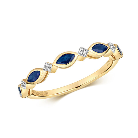 9ct Yellow Gold Diamond & Sapphire Ring at Bramleys of Carlow