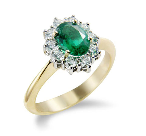 9CT Yellow Gold Diamond and Emerald Ring at Bramley's Jewellers of Carlow