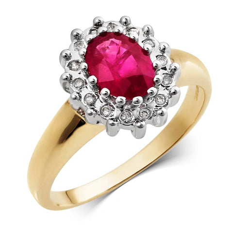 9CT Yellow Gold Diamond and Ruby Ring at Bramley's Jewellers of Carlow