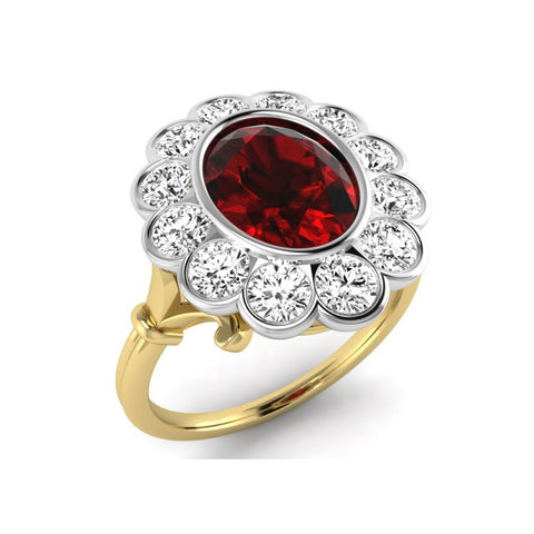 9ct Yellow Gold Diamond and Oval Ruby Ring at Bramley's of Carlow