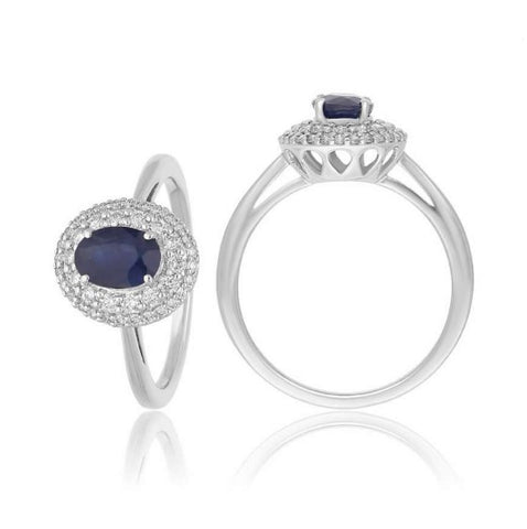 9ct White Gold Sapphire and Diamond Dome Ring at Bramleys of Carlow