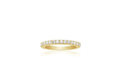 18K Yellow Gold plating on Sterling Silver ring set with round white cubic zirconia at Bramley's Jewellers of Carlow