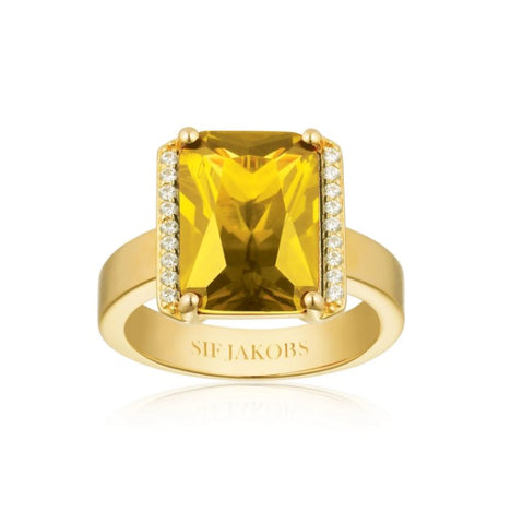 Sif Jakobs Statement ring made of 18 karat gold plated 925 Sterling silver, polished surface at Bramleys of Carlow