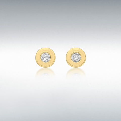 9ct yellow gold 4.5mm round white cubic zirconia doughnut stud earrings at Bramleys of Carlow