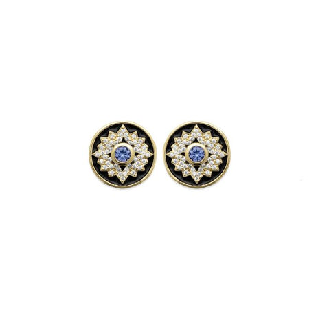 18K gold plated earrings with black enamel at Bramley's Jewellers of Carlow