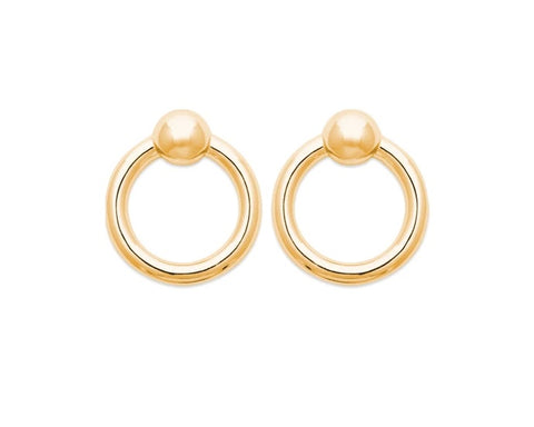 18K Yellow Gold Plated Open Circle Stud Earrings at Bramley's Jewellers of Carlow