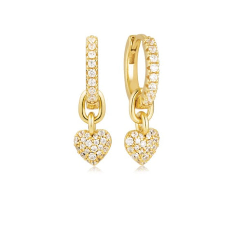 EARRINGS CARO CREOLO - 18K GOLD PLATED, WITH WHITE ZIRCONIA, DETACHABLE CHARM AT BRAMLEYS OF CARLOW