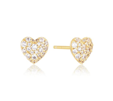 EARRINGS CARO - 18K GOLD PLATED, WITH WHITE ZIRCONIA AT BRAMLEYS OF CARLOW