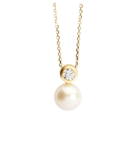 9ct Yellow Gold Pearl and Cubic Zirconia Pendant at Bramleys of Carlow