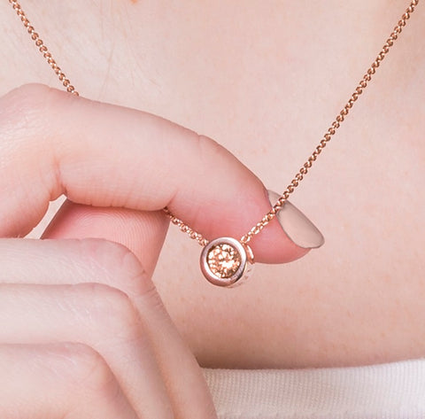 Radley Rose Gold Fine Curb Chain With Vintage Rose Gold Stone set Pendant.