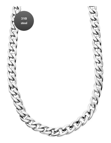 Lotus Style Man's Flat Curb Stainless Steel Necklace at Bramley's Jewellers of Carlow