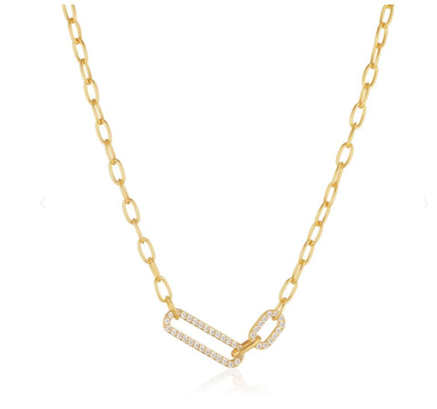Sif Jakobs Yellow Gold on Sterling Silver Open Oval cz set Necklace at Bramleys of Carlow