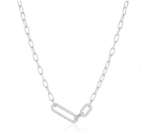 Sif Jakobs Sterling Silver Open Oval cz set Necklace at Bramleys of Carlow