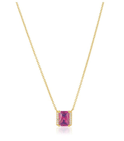 Sif Jakobs NECKLACE ROCCANOVA X-GRANDE - 18K GOLD PLATED, WITH PINK AND WHITE ZIRCONIA at Bramleys of Carlow