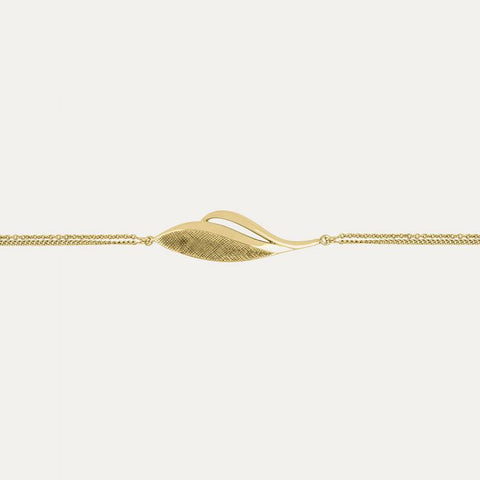 18ct gold plated bracelet with etched leaf detail from our Sara Miller London Gold Leaf Collection.