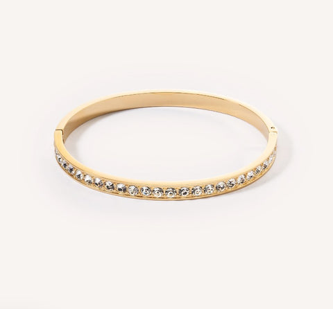 Coeur de Lion Bangle stainless steel & crystals gold crystal 17cm at Bramleys of Carlow