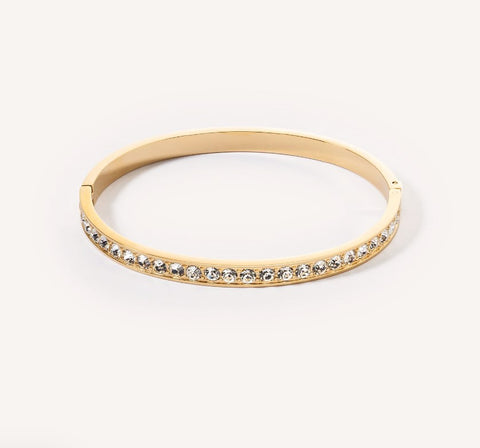 Coeur de Lion Bangle stainless steel & crystals gold crystal 19cm at Bramleys of Carlow