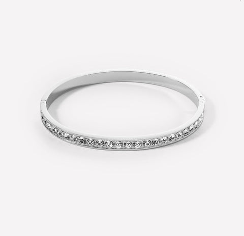 Coeur de Lion Bangle stainless steel & crystals silver crystal 19cm at Bramleys of Carlow